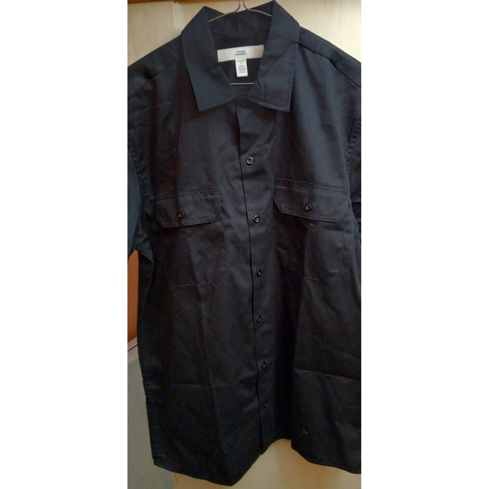 Amazon Essentials Medium Black Short Sleeve Button Down Shirt